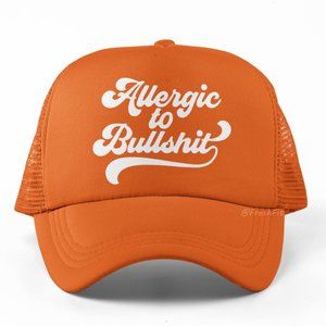 🆕Allergic to BS Foam Trucker Hat Mesh Snapback Cap Orange